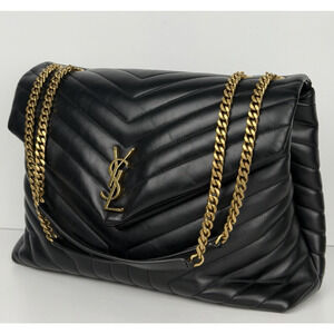 Saint Laurent Loulou Large Shoulder Bag in Black Quilted Leather C5